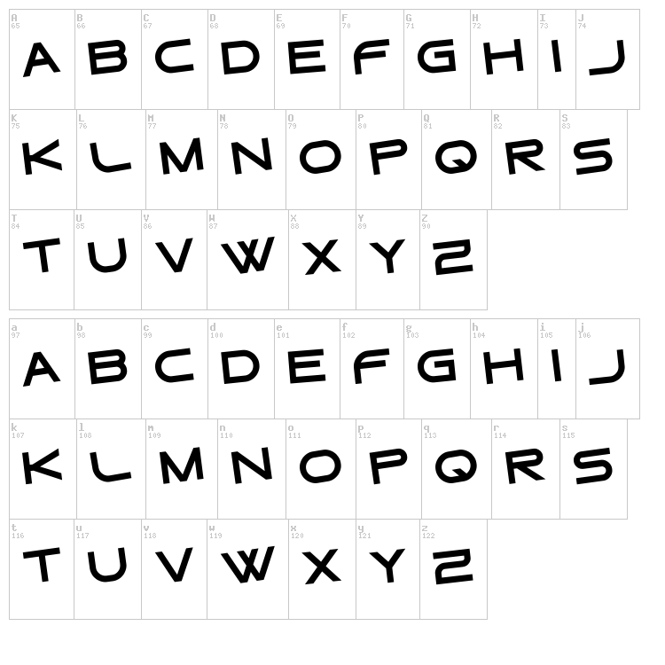 Gtek font map